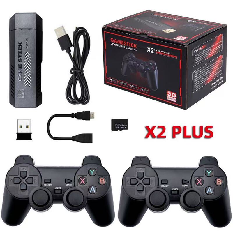X2Plus Home Game Console Dual Joystick Controller Wireless Double-Player HDMI 4K Tv Connection to Computer
