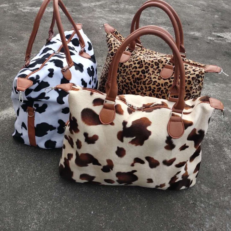 2025 Cross-Border Travel Bag Weekend Short Trip Bag Cow Leopard Print Luggage Bag Portable Waterproof