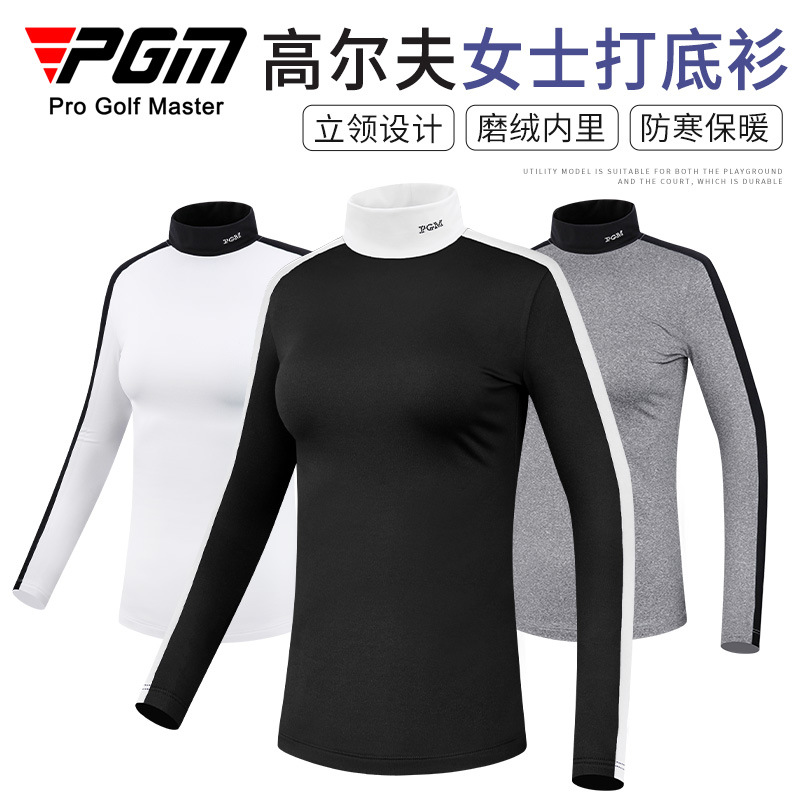 Áo thun golf nữ dài tay cổ tròn co giãn giữ ấm thu đông — YF420-Áo sơ mi chơi golf nữ hoa màu xám, YF420-Áo sơ mi chơi gôn nữ màu trắng, YF420-Nữ Golf đáy áo màu đen