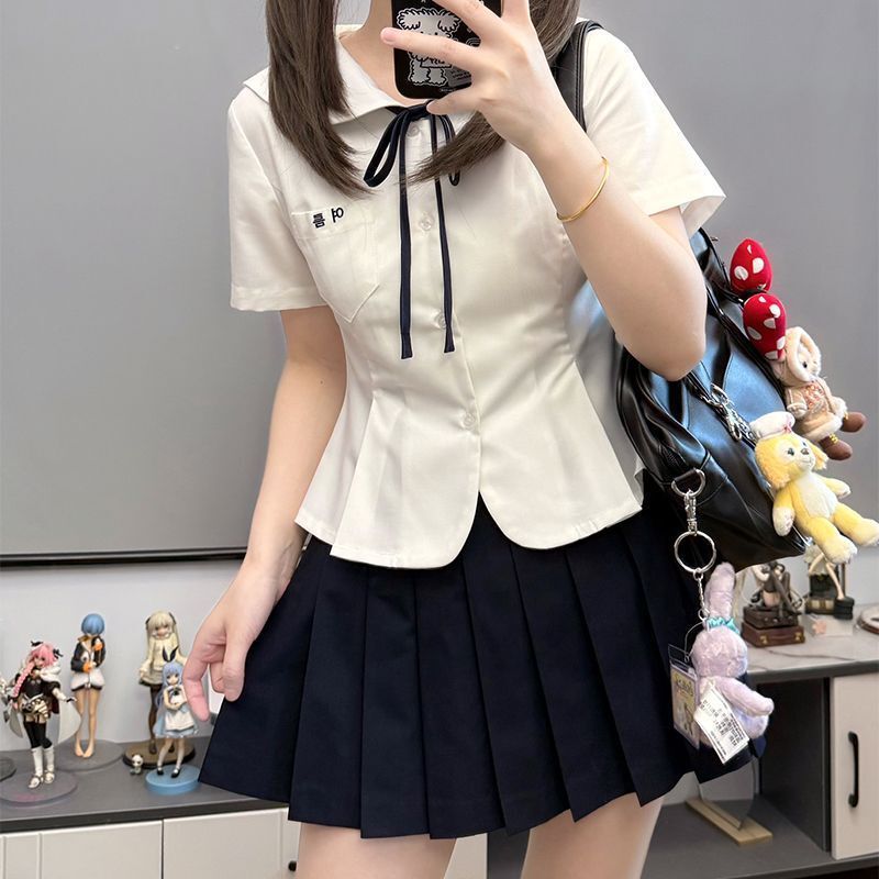 Original Doll Collar Short-Sleeved Jk Shirt Summer New Japanese Style Style Waist Petal Swing Cute Preppy Style Uniform Top Original Doll Collar Short-Sleeved Jk Shirt Summer New Japanese Style Style Waist Petal Swing Cute Preppy Style Uniform Top