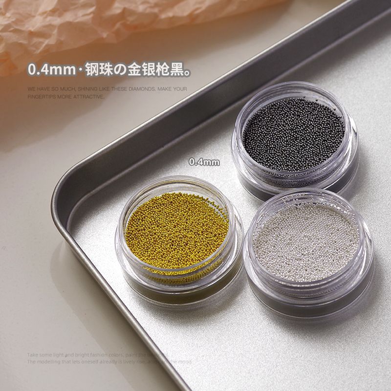 Manicure jewelry very small 0.4mm gold and silver manicure steel ball diamond DIY caulking plating small nail steel ball
