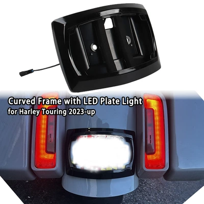 Motorcycle License Plate Frame for Harley 24 Models Glide License Plate Holder with Light Black Chrome Two Colors Available
