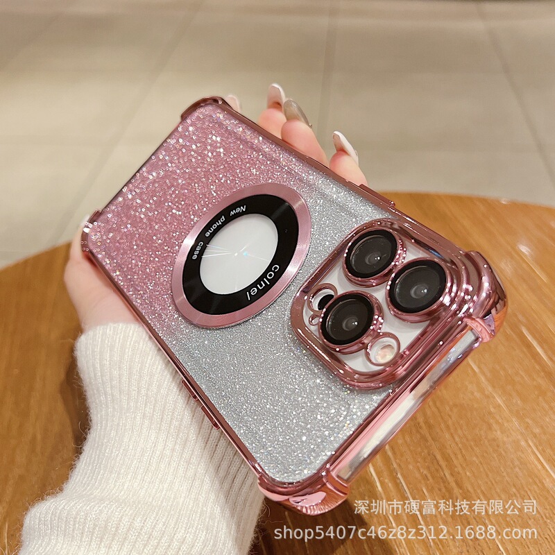 Iphone15promax携帯電話ケースアップル宇宙ケース四角転倒防止マグネットグラデーション拡大鏡14pr|undefined