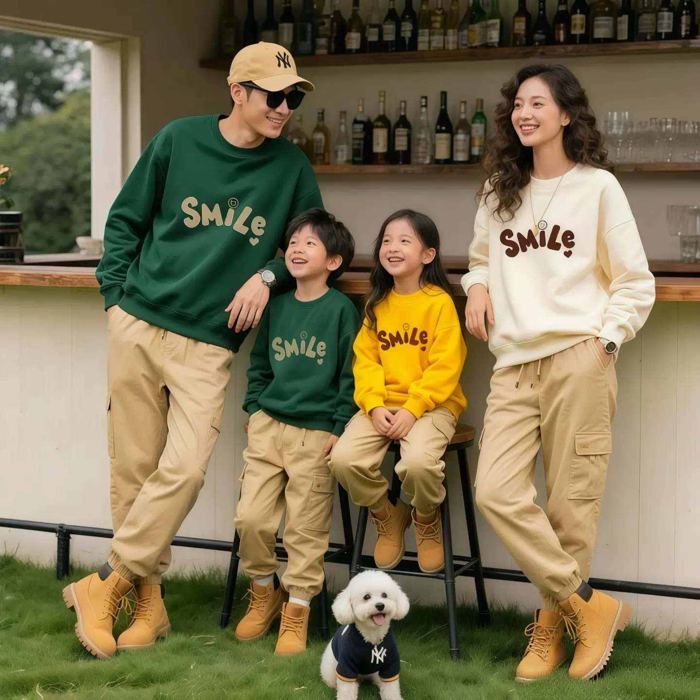 2025早秋新款亲子装卫衣一家三口长袖婴儿连体衣童装上衣宽松圆领