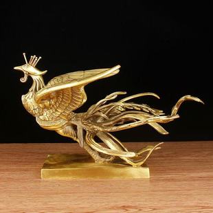Brass Phoenix Dragon and Phoenix Animal Ornaments Wedding Gifts Han Dragon Han Phoenix Office Desk Mascot Decorations Chinese Style