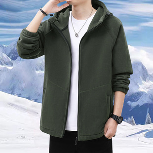 Men's Autumn and Winter Thickened Warm Collar Jacket Men's Casual Sports Fleece Cardigan Sweater