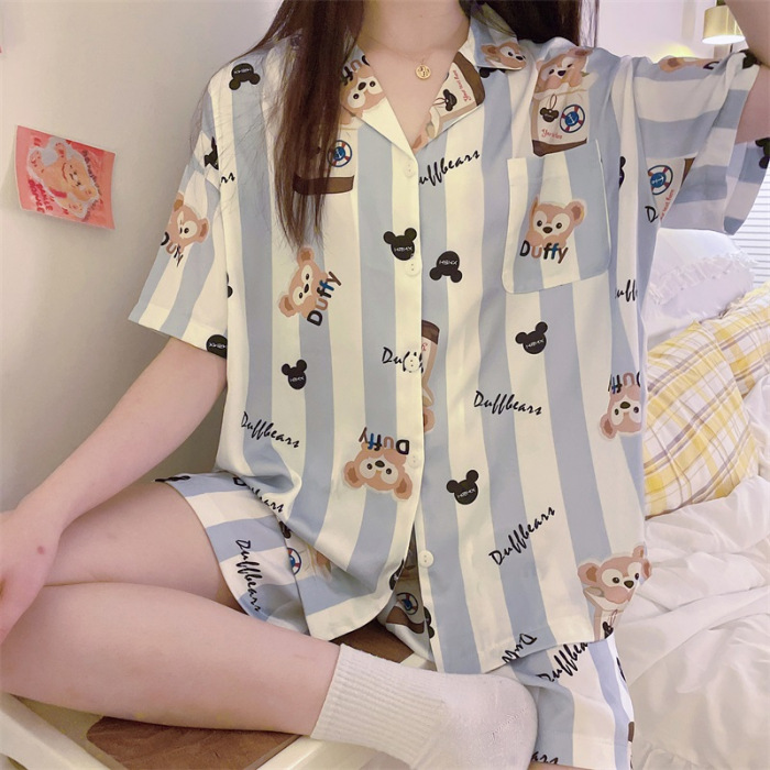 Celebridad en línea ins estilo Corea del Sur pijamas de dibujos animados verano de las mujeres Mickey pantalones cortos de manga corta de alto grado lindo traje homewear
