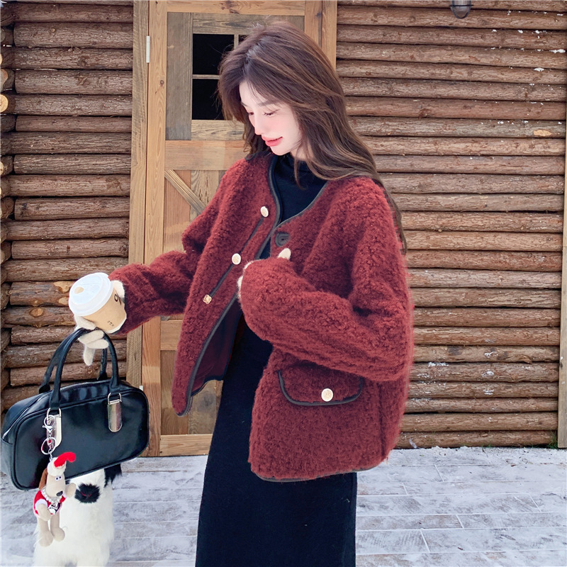 红色小香风外套女2025冬季新款时尚法式名媛高级感百搭减龄短上衣