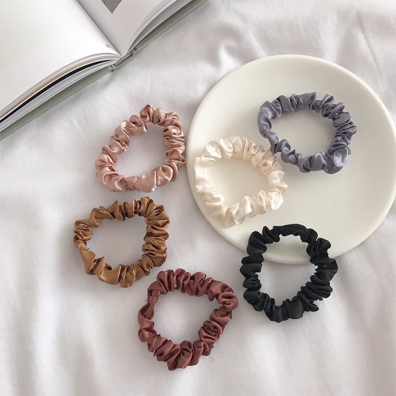Elegante satén francés anillo de cabello de intestino grande con base de cabello cuerdas de cabeza coreana joyería de cabello correa
