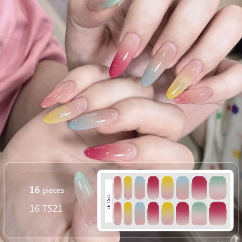 Internet Celebrity's Same Gradient Light-Free Gel Manicure Stickers Candy Color Summer Nail Stickers Nail Polish Film Long-Lasting Waterproof
