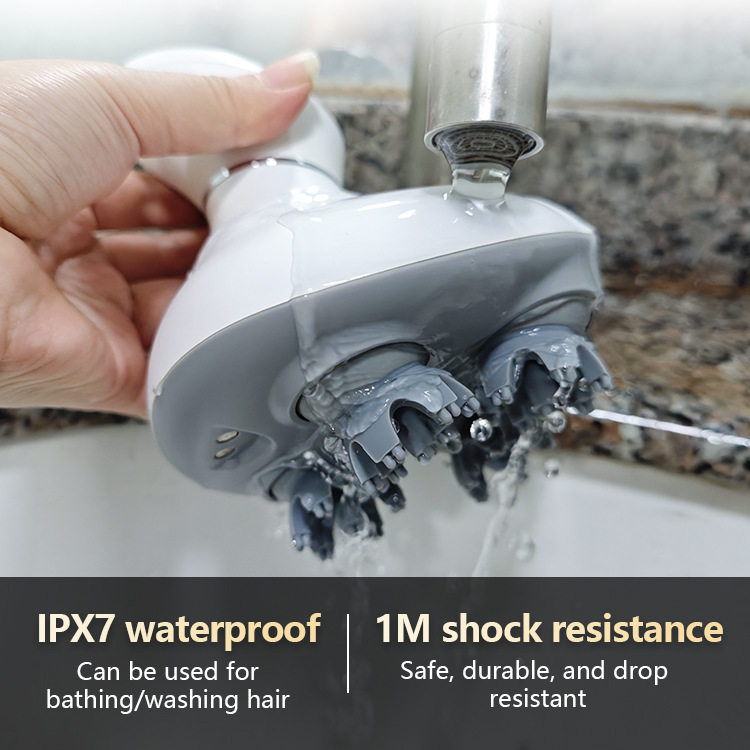 masajeador de cabeza transfronterizo cepillo eléctrico de meridianos resistente al agua y masajeador de cuero cabelludo de mano