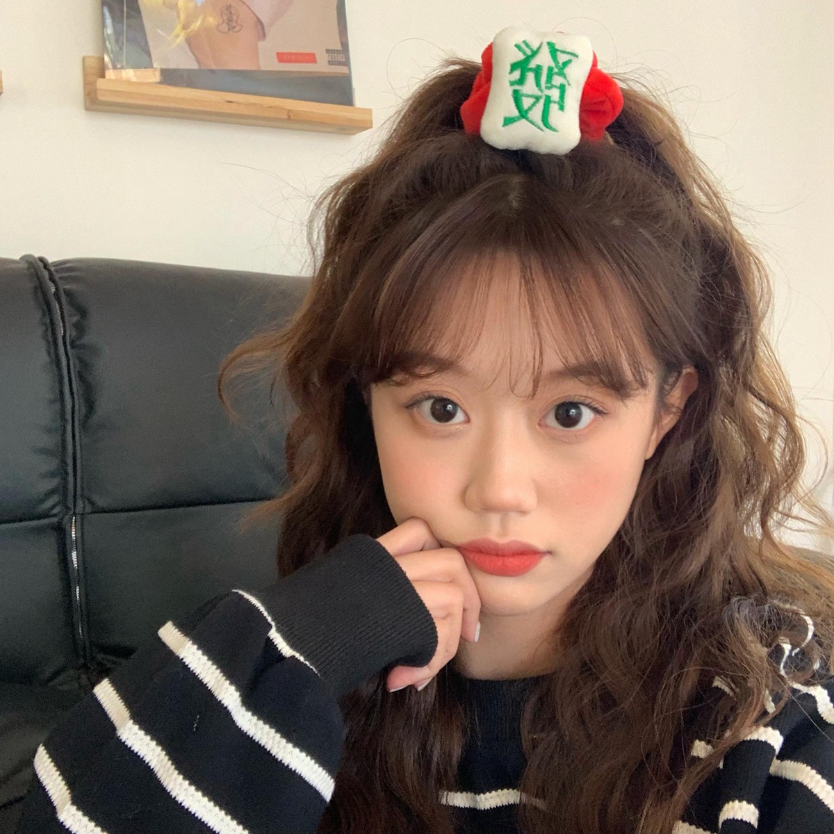 新年“中發”麻将发绳可爱立体玩偶发圈百搭头绳女大肠圈日韩发饰|ms