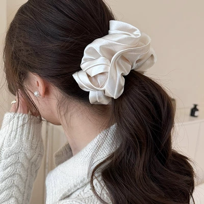 Tie Rope Women's Elegant Horseshoe Hair – Saç üçün rezinlər - off-white