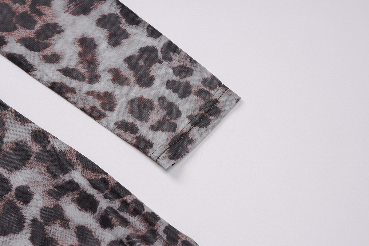 Women Autumn Personality Leopard Print Printed Mesh See through Dress 14 Women Autumn Personality Leopard Print Printed Mesh See through Dress