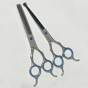 Amazon popular round head baby hair scissors bold ring hair scissors suit short flat scissors thin tooth scissors