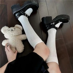 Spring and summer thin twist calf socks Korean style Japanese jk socks Lolita socks solid color versatile knee-length half-tube women's socks