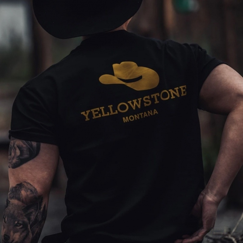 2025 Yellowstone Xinjiang Long-Staple Cotton American-Style Stretchy Small-Neck Printed Short-Sleeve Shirt, Youthful Trendy Loose Fit 2025 Yellowstone Xinjiang Long-Staple Cotton American-Style Stretchy Small-Neck Printed Short-Sleeve Shirt, Youthful Trendy Loose Fit