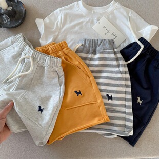 Small Cloth Bear Children's Shorts 25 Summer Japanese Style Cartoon Striped Casual Pants for Boys and Girls