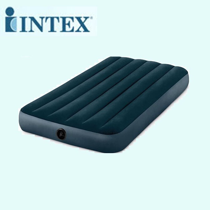 American Intex 64732 Green Flocked Single Air Bed with Pull Cord, Flocked Inflatable Mattress 64107