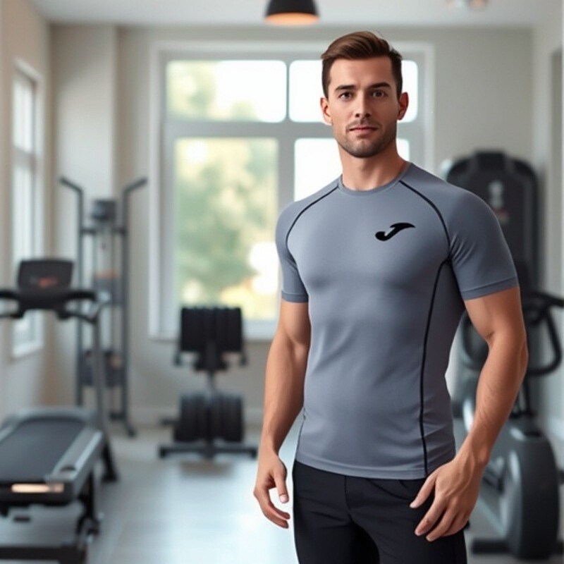 Source Factory Men's T-Shirt Short-Sleeved Quick-Drying Sports Tight-Fitting T-Shirt Gym Training Tights Sports Short-Sleeved