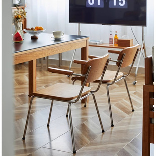 Cherry wood armchair, hanging dining chair, stainless steel solid wood, second-hand Bauhaus household hanging table study chair