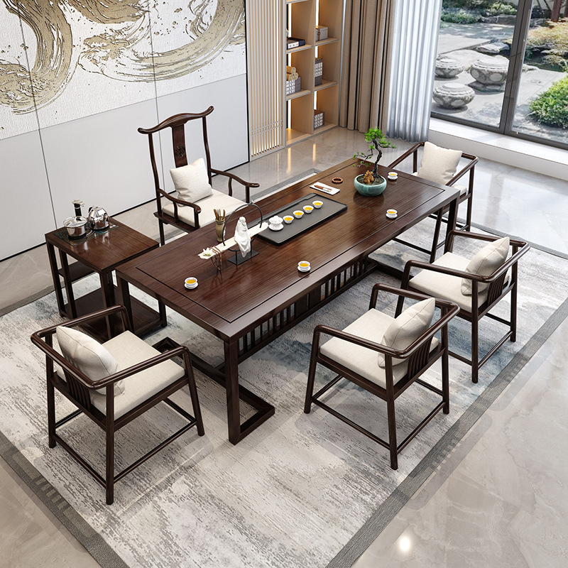 实木茶桌全套茶台茶室家用茶桌椅组合新中式禅意会客办公室泡茶桌