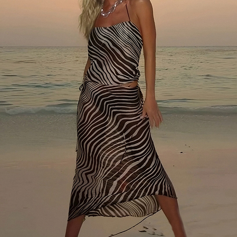 Cross-border 2026 Summer New European And American Wom's Fashion Elegant Casual Slit Long Printed Dress For_ecoleips.com