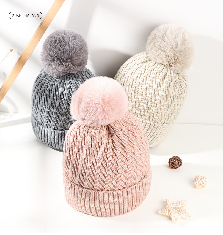 螺纹兔毛毛球翻边针织帽详情_01.jpg