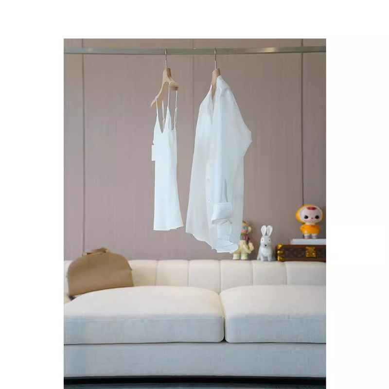 Simple and Elegant! Heavy-Duty Tucker Pleats_Blanched Two-Piece See-Through Shirt 2024 Summer New Top