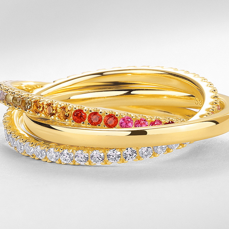 Anillo multiuso de circonio de tres capas de moda de lujo ligero transfronterizo europeo y americano