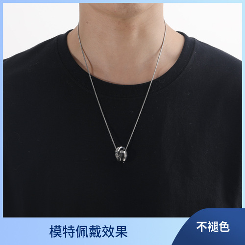 ins necklace European and American men's trendy hip-hop titanium steel pendant niche design men's necklace decoration accessories wholesale