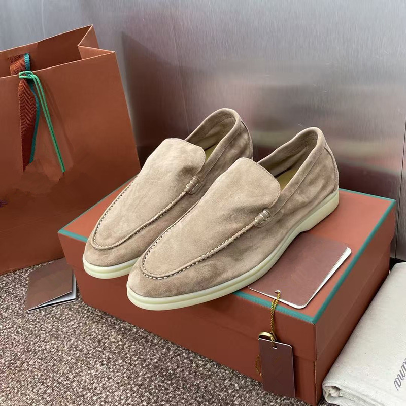 Lp Loafers Women's Genuine Leather Old Money Style 2025 New High-Bottom Bean Shoes Soft Sole Casual Large Size Lazy Men's Shoes