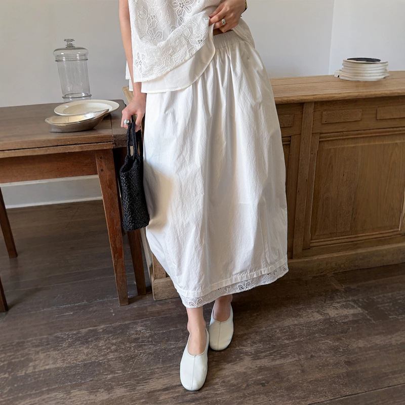 Timeless【Lace Diary】French-Style High-Waisted Heavy Embroidery Patchwork Back Slit Floral Skirt for Women 41377 Timeless【Lace Diary】French-Style High-Waisted Heavy Embroidery Patchwork Back Slit Floral Skirt for Women 41377