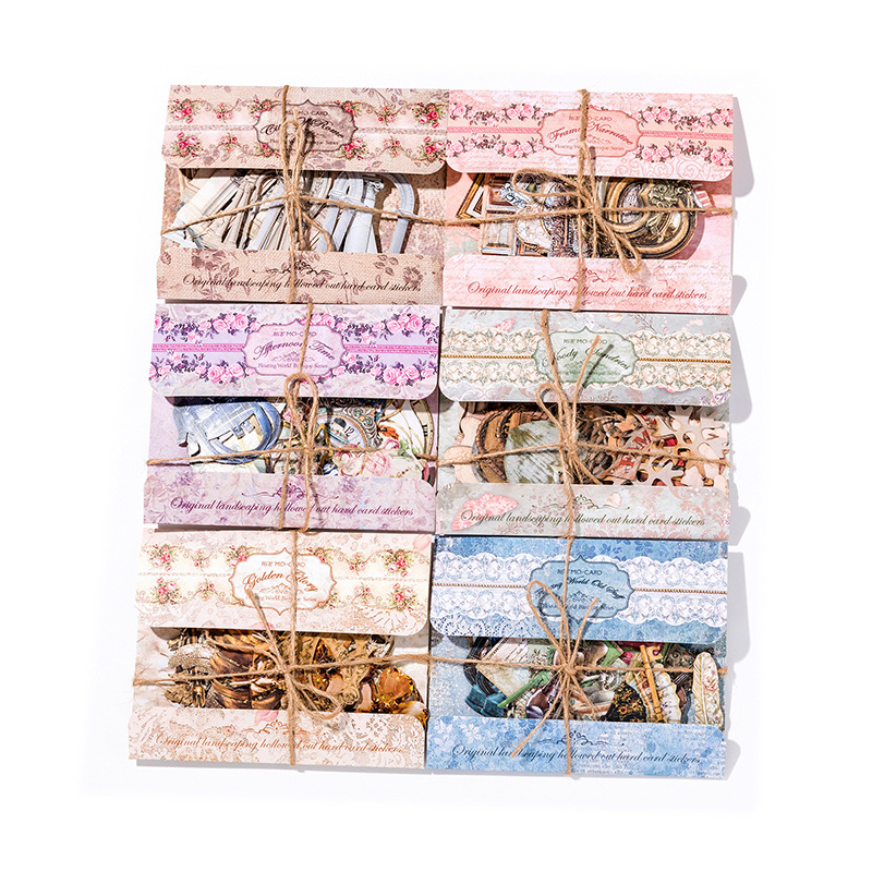 Pegatinas de Momo flotante barroco serie hollow-out paisaje duro tarjeta Diario materiales de decoración 30 piezas en 6 tipos