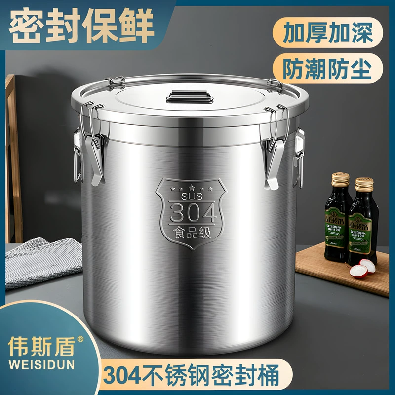 Бочка из пищевой нержавеющей стали 304 с крышкой, герметичная бочка, суповая бочка, утолщенная водяная бочка, бытовая коммерческая бочка для хранения воды, большая бочка