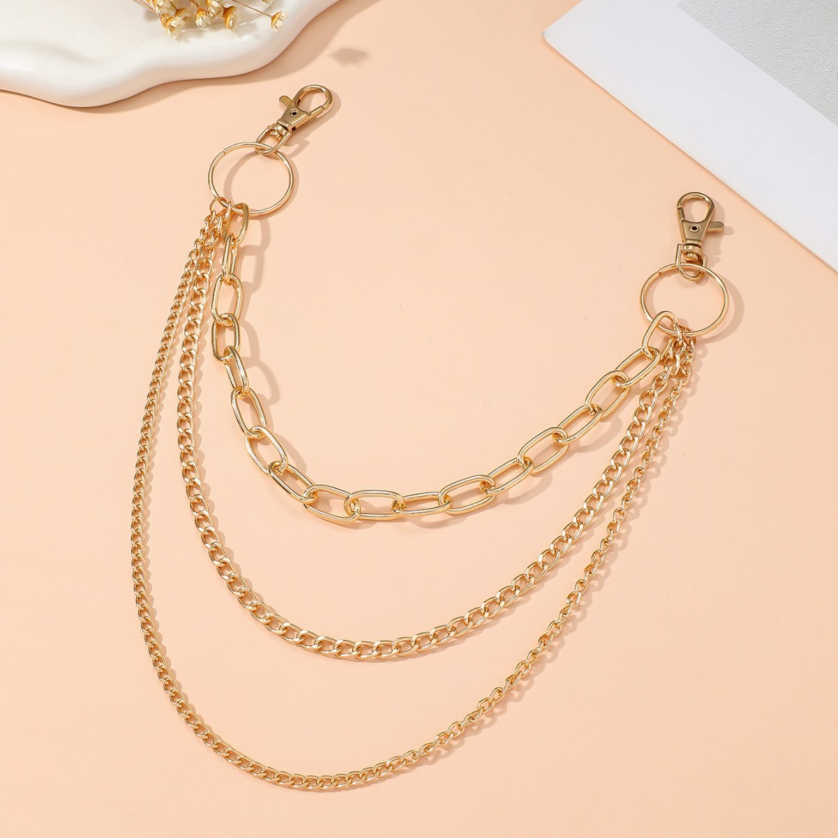 Waist Chain Body Chain Cross-border Accessories: Unique Simple Hollow Multi-layer U-shaped Thick Thin Chain Waist Accessory, Versatile Both Men_voghion.com