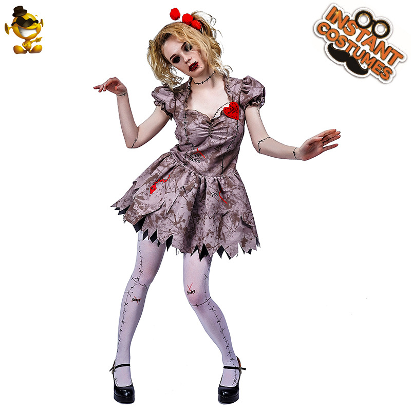 Mujeres adultas horror sangriento Zombie línea payaso traje de Halloween Cosplay traje del funcionamiento de la etapa