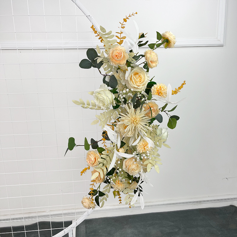 El comercio exterior de la boda flor artificial piso de la boda flor de seda apoyos de la flor de eucalipto flor artificial fila accesorios de la boda floral