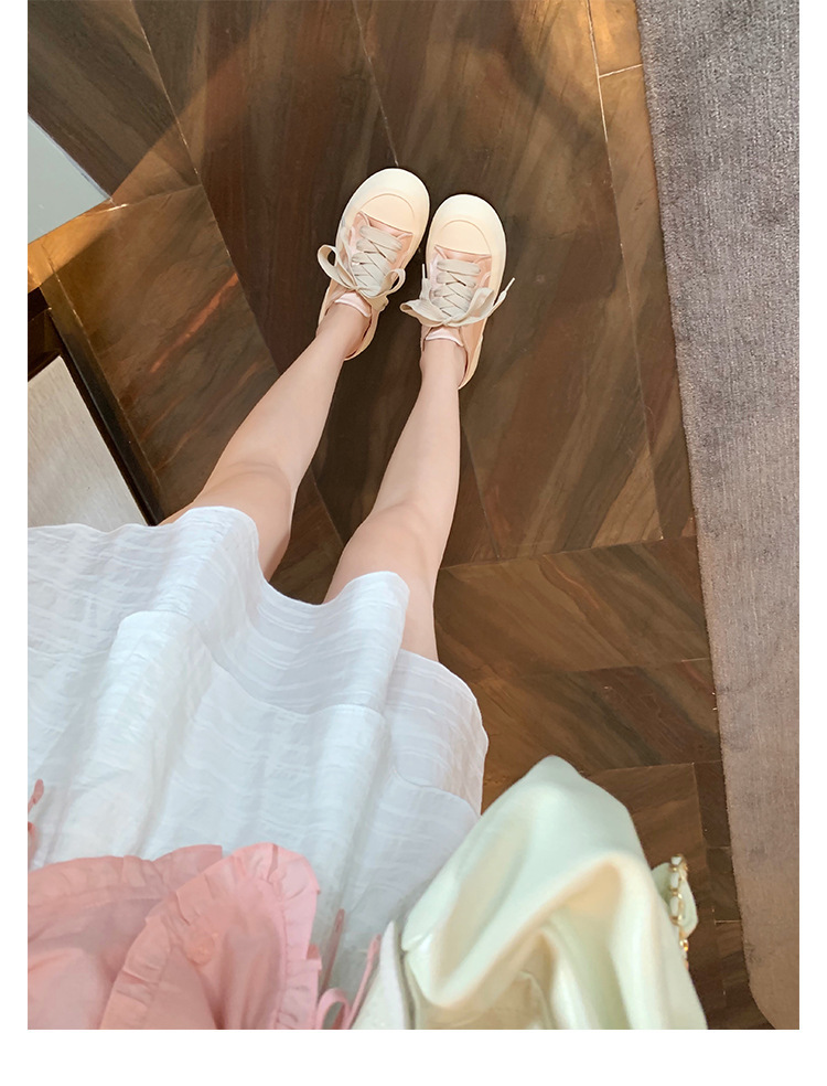 Versión de piel de oveja ~ 2025 nuevo tipo de seda seda con cabeza de media zapatilla de mujer con suela gruesa aumentando los zapatos de skate casuales