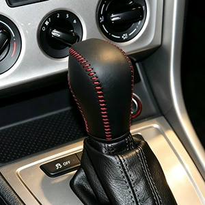 Car gear shift knob cover for Volkswagen 2012 Tiguan, Magotan, Bora, Lavida, and Sagitar; hand-stitched gear shift cover and handbrake cover