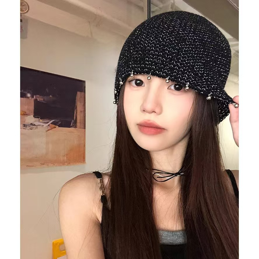 Hepburn Style Knitted Visor Hat For Women Handmade Hollow Design_voghion.com