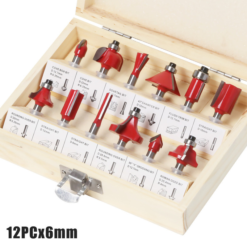 15 個セット 1/4 ハンドル 1/2 ハンドル 8 ハンドル 6 ハンドル木工フライスカッターセットトリミングマシン 12 個セット木工スロッティングフライスカッター|undefined