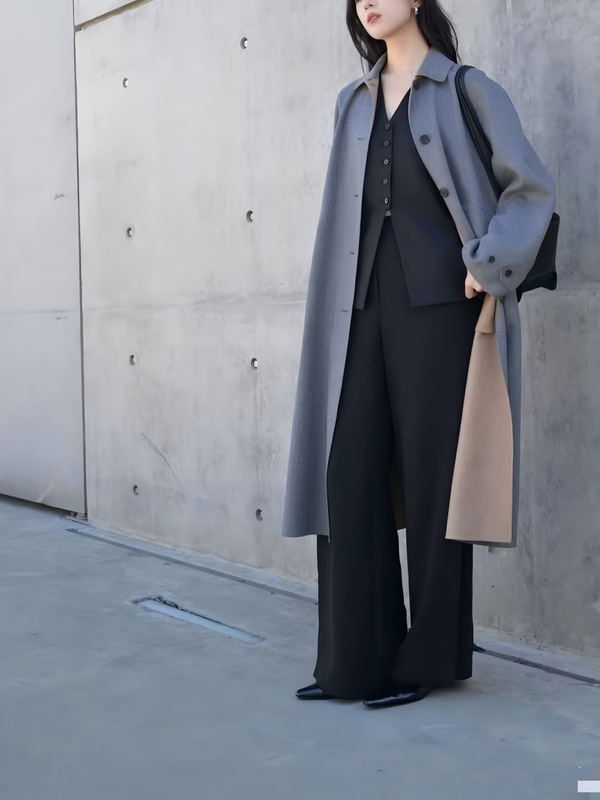 Shenzhen He Tong Style City Hunter Trench Coat, Fine Wool Gray Long Coat, High-End Nanyou Boutique Women's Clothing Shenzhen He Tong Style City Hunter Trench Coat, Fine Wool Gray Long Coat, High-End Nanyou Boutique Women's Clothing