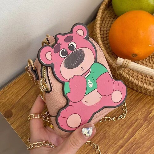 2024 New Pink Bear Keychain Fashion Compatibl... Cross-border Mini Bag Wallet