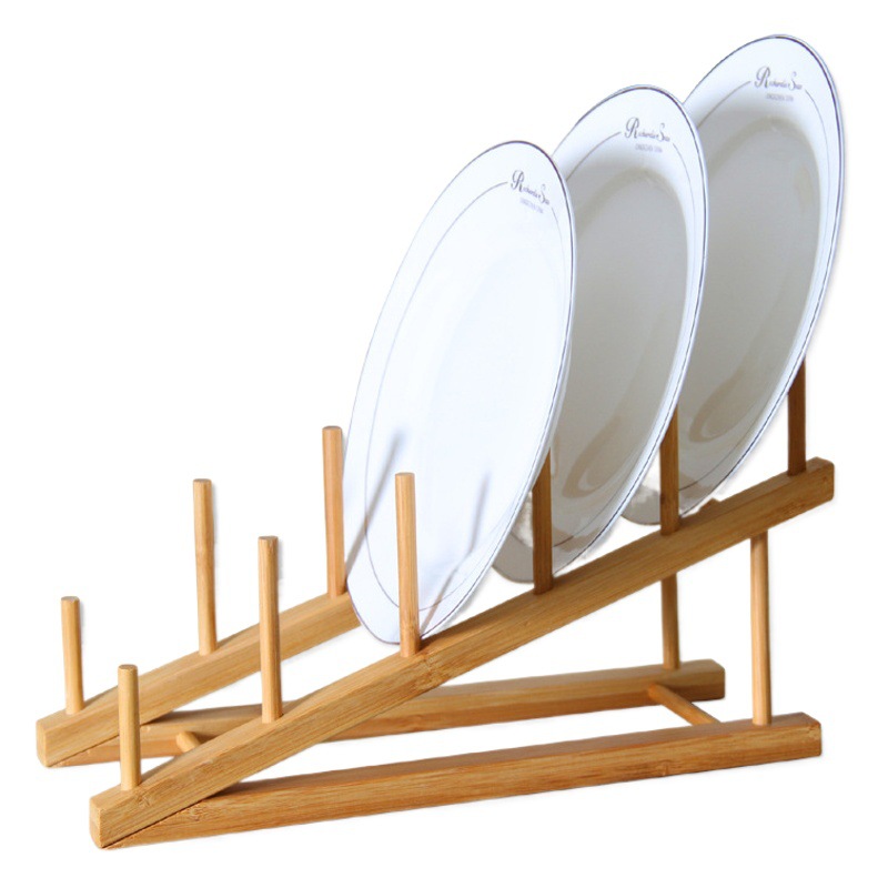 Cross-Border Bamboo Kitchen Drain Bowl Rack Cutting Board Saucer Bamboo Water Cup Plate Rack Tea Cake Cd Storage Rack Manufacturer