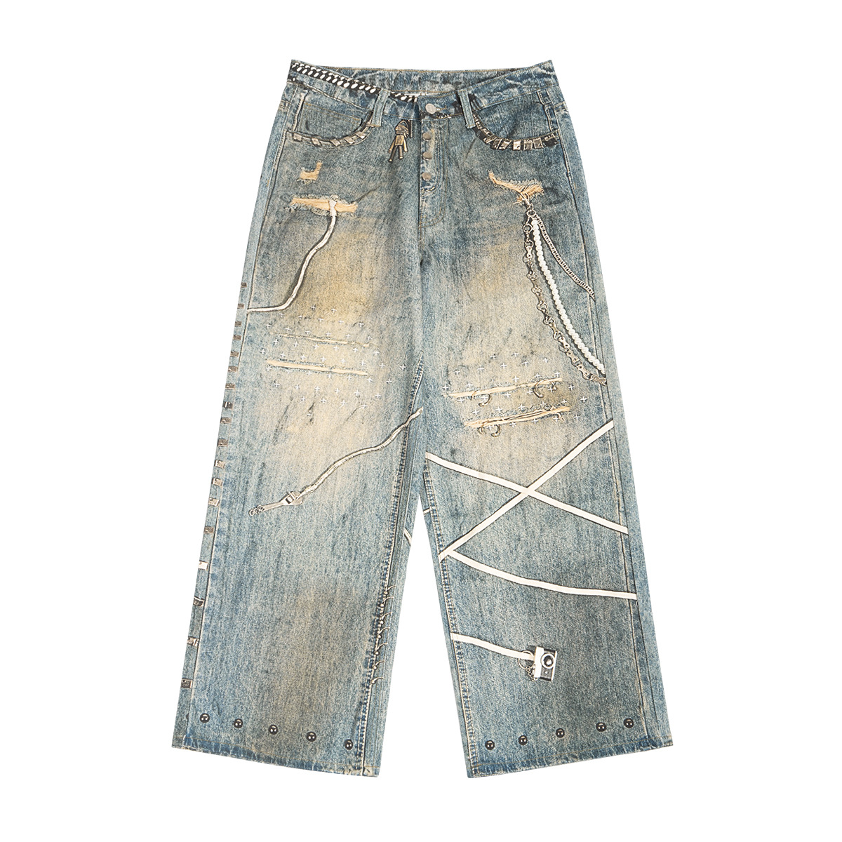 ETAI Hombre| Algodón de alta calidad impresa en 3D jeans rectos sueltos de moda para hombres pesados pantalones para hombres