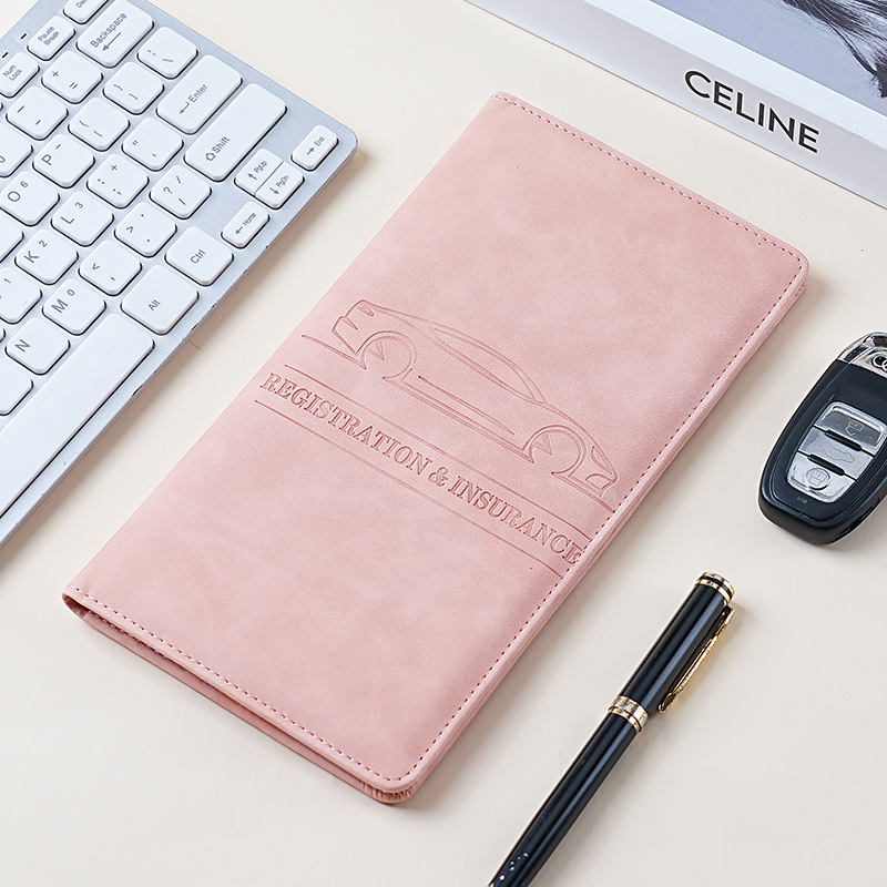 Bolsa de identificación de automóviles de cuero bolsa de tarjetas de registro de automóviles y titular de seguros multifuncional PU carpeta de documentos de automóviles