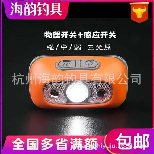 Bait Fishing Sensor Headlamp Head-Mounted Bait Lamp USB Rechargeable Ultra-Light Ultra-Bright Waterproof Night Fishing Lamp