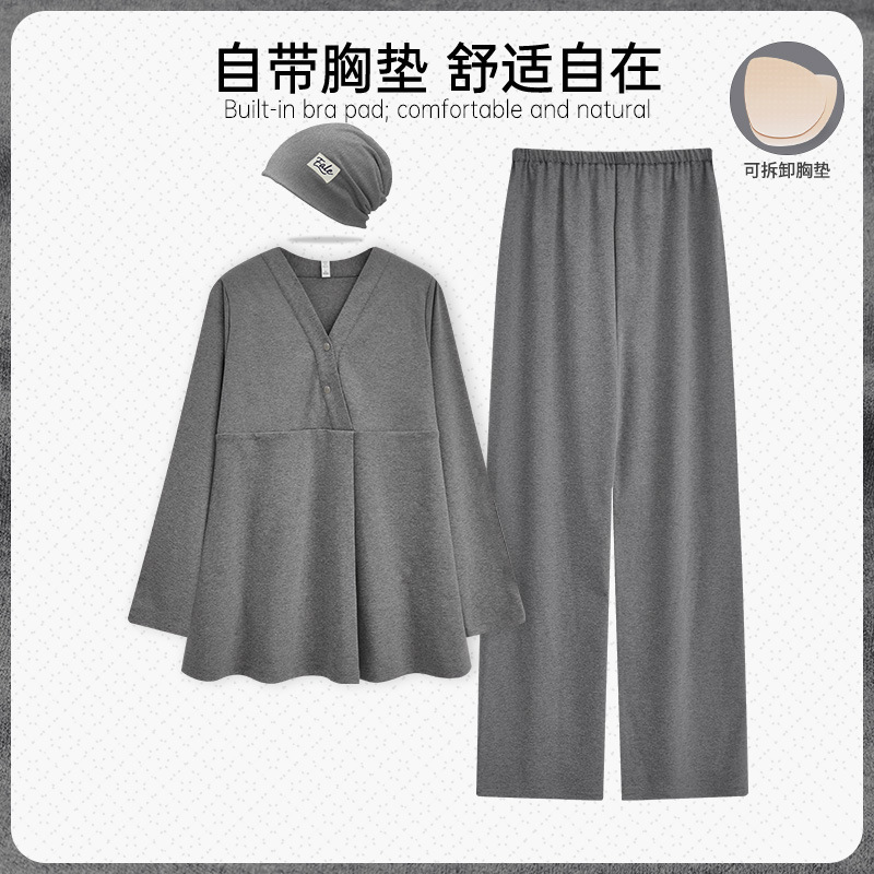 【送发带】纯棉月子服10-11月份产妇带胸垫哺乳期孕妇睡衣秋冬款|undefined
