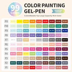 藍果99色手帳筆套裝禮盒跨境專供英文版繪畫塗鴉0.6mm中性水彩筆